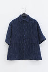 AVIVA JIFEI XUE Blue Striped Patchwork Shirt S22-OSSS